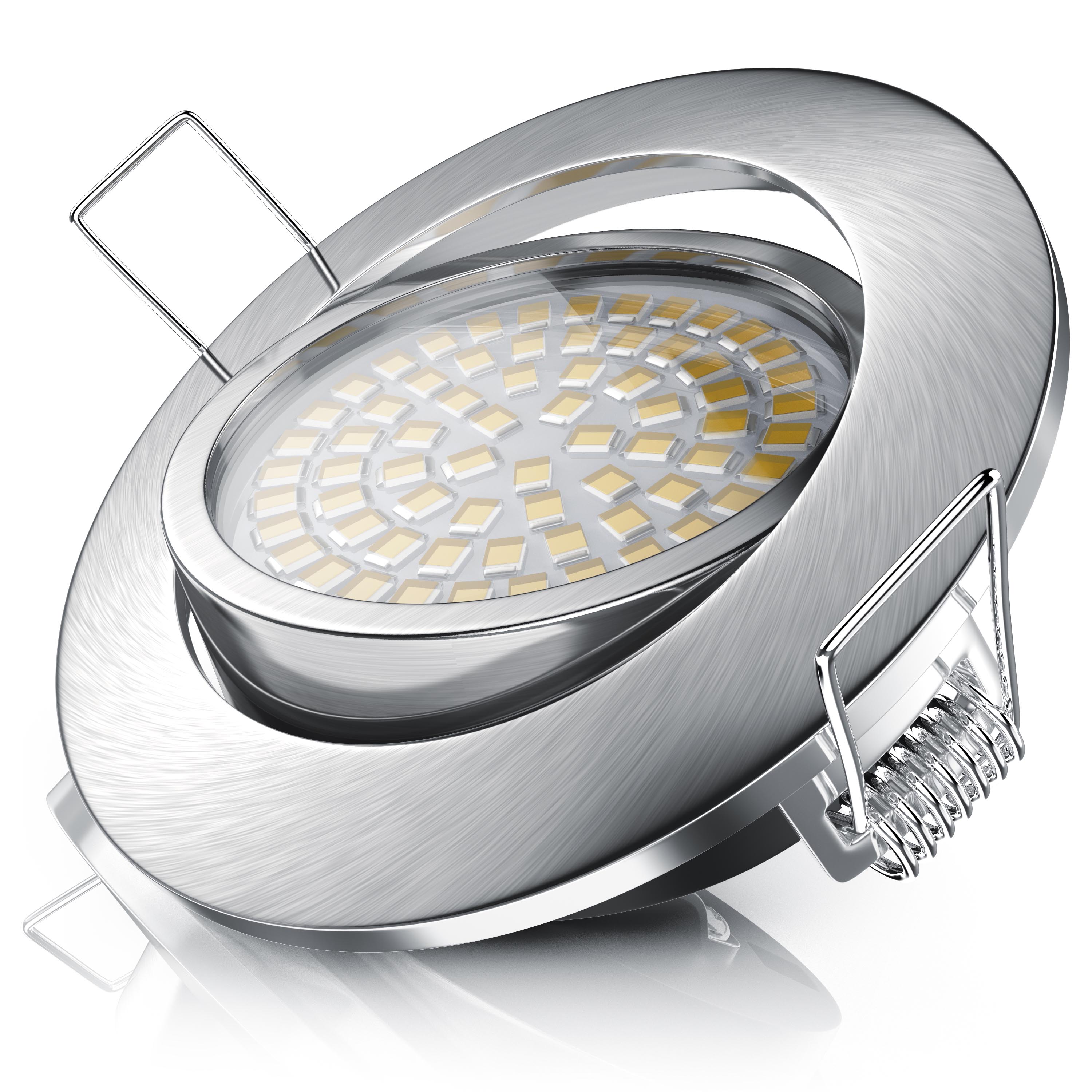 Brandson LED-Einbaustrahler mit runder, silberner Metalloberfläche und transparentem Glas, ideal für moderne Innenräume.