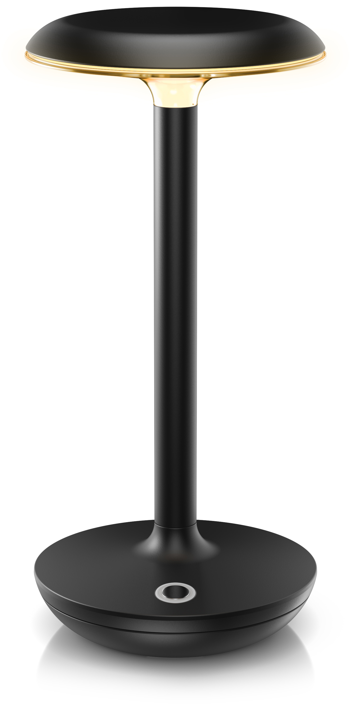 Brandson Tischlampe in Schwarz mit goldfarbenem Lampenschirm und runder Basis, elegantes Design für moderne Innenräume.