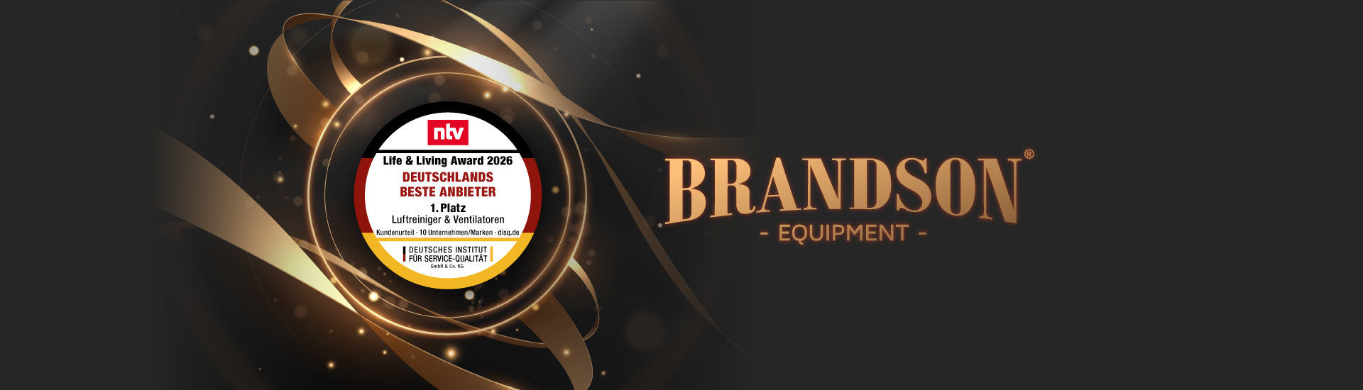 Brandson-Award-Abzeichen, das die Anerkennung der Marke für die besten Anbieter in Deutschland hervorhebt, mit kreisförmigem Design und Text.