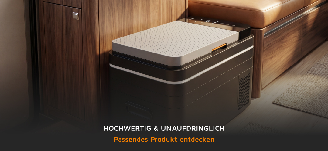 Brandson elektrische Kühlbox in eleganter Bauform, mit grauem Deckel und schwarzem Gehäuse, ideal für den Einsatz im Innenraum.