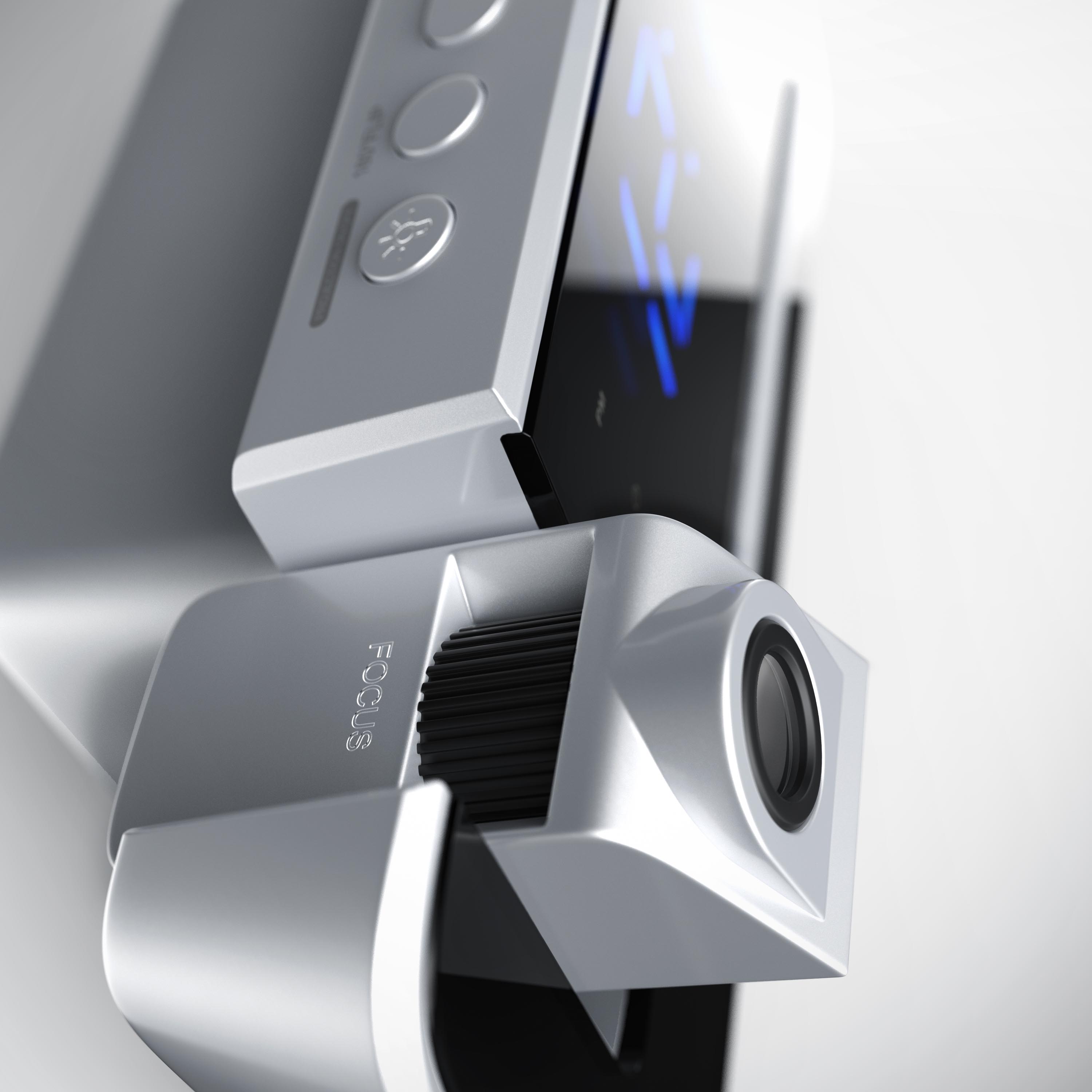 Brandson Luftreiniger in Silber mit digitalem Display und Bedienelementen, Detailaufnahme des Fokussierungsmechanismus.