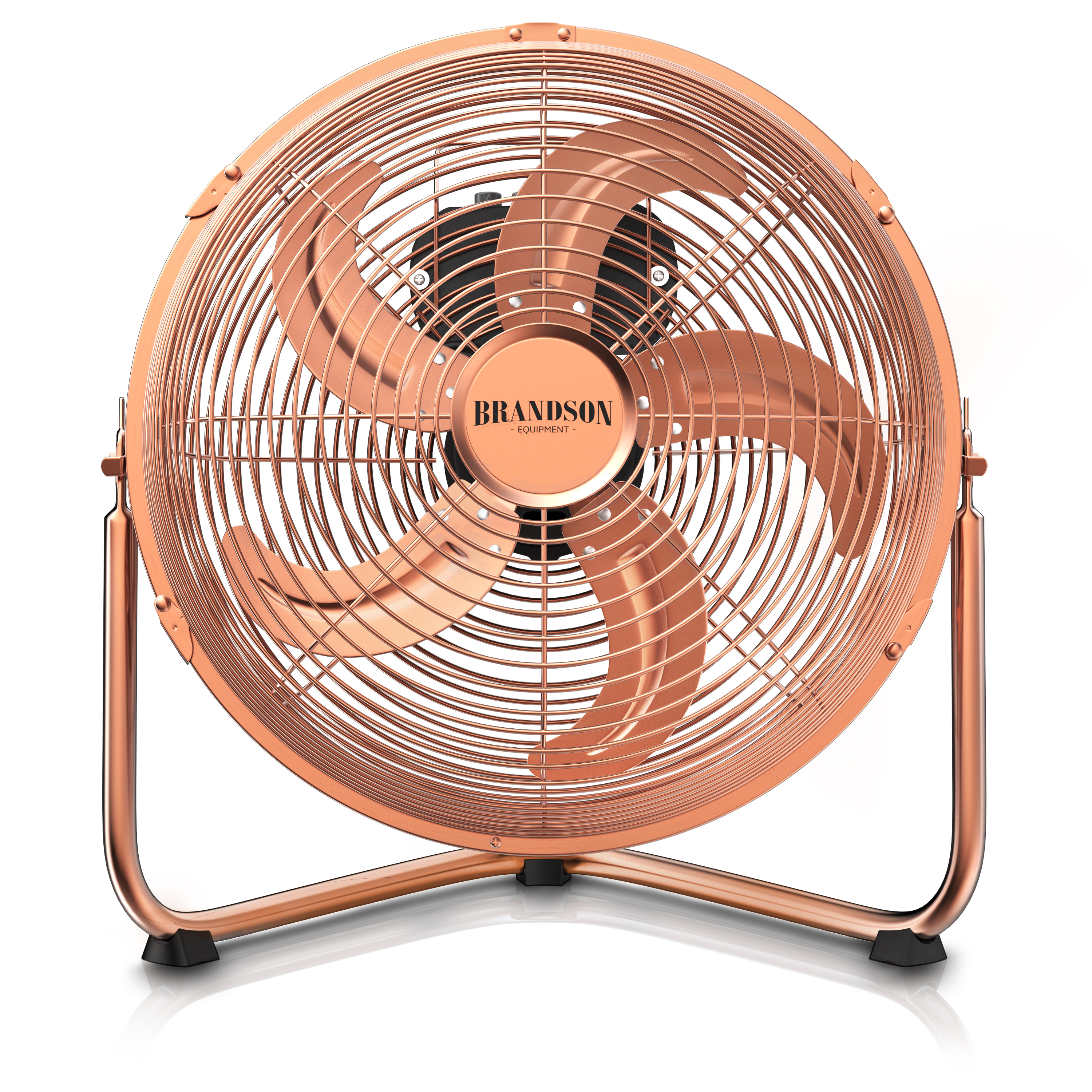 Brandson Windmaschine in Kupferfarbe mit stabiler Metallkonstruktion und großen Lüfterblättern, ideal für starke Luftzirkulation.