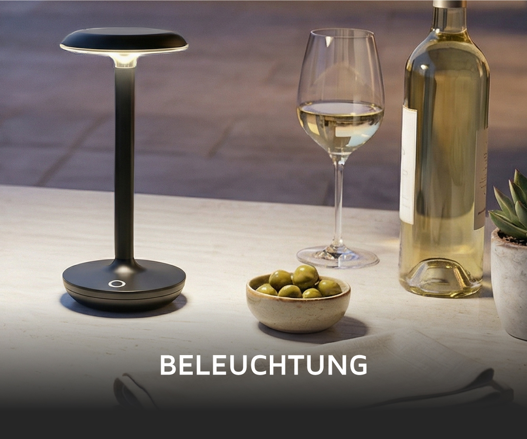 Brandson Tischlampe in Schwarz mit runder Basis und LED-Beleuchtung, ideal für stimmungsvolle Abende.