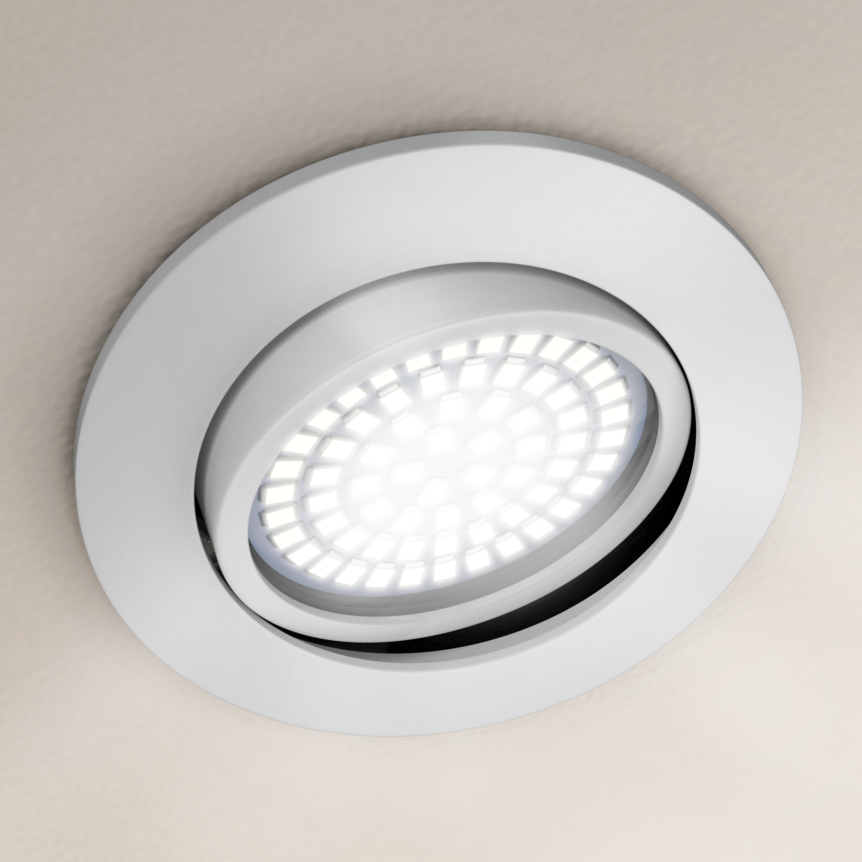 Brandson Deckenleuchte mit runder Bauform, weißem Gehäuse und integrierten LED-Lichtern, montiert an einer hellen Decke.