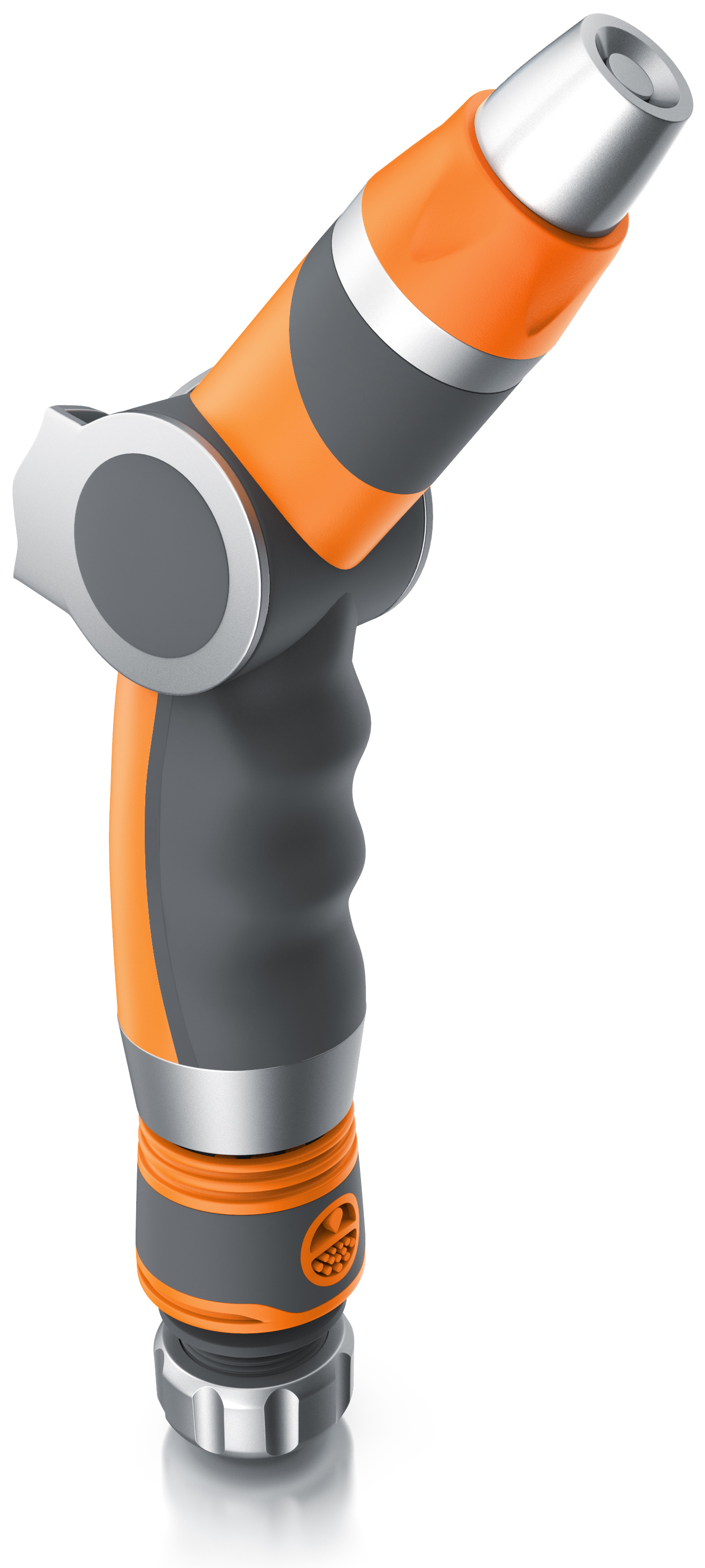 Brandson Sprühkopf mit ergonomischem Griff in Grau und Orange, ausgestattet mit einem verstellbaren Sprühmechanismus.