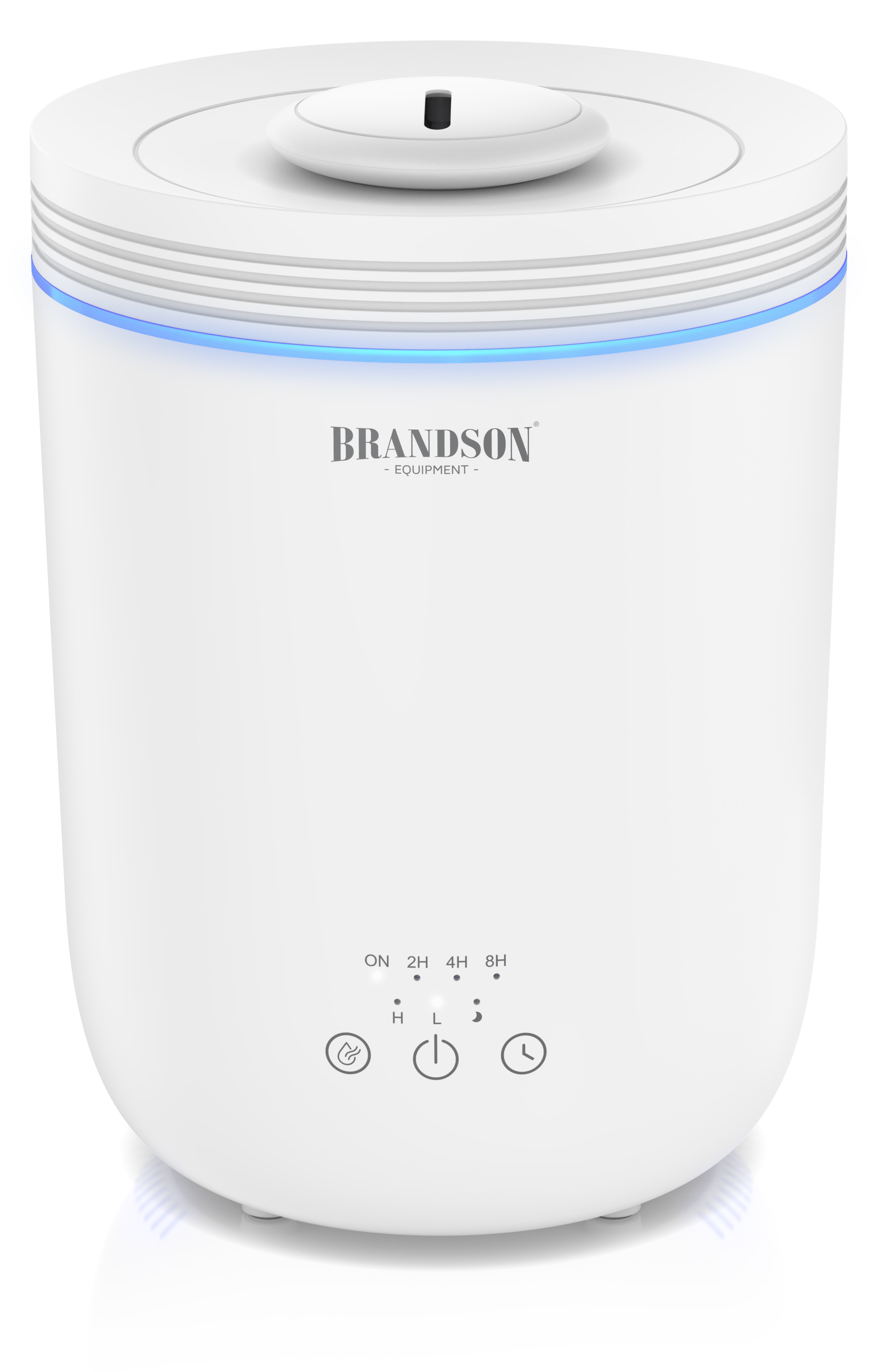 Brandson Luftreiniger in Weiß mit Bedienfeld und blauer LED-Beleuchtung, ideal für die Verbesserung der Luftqualität.