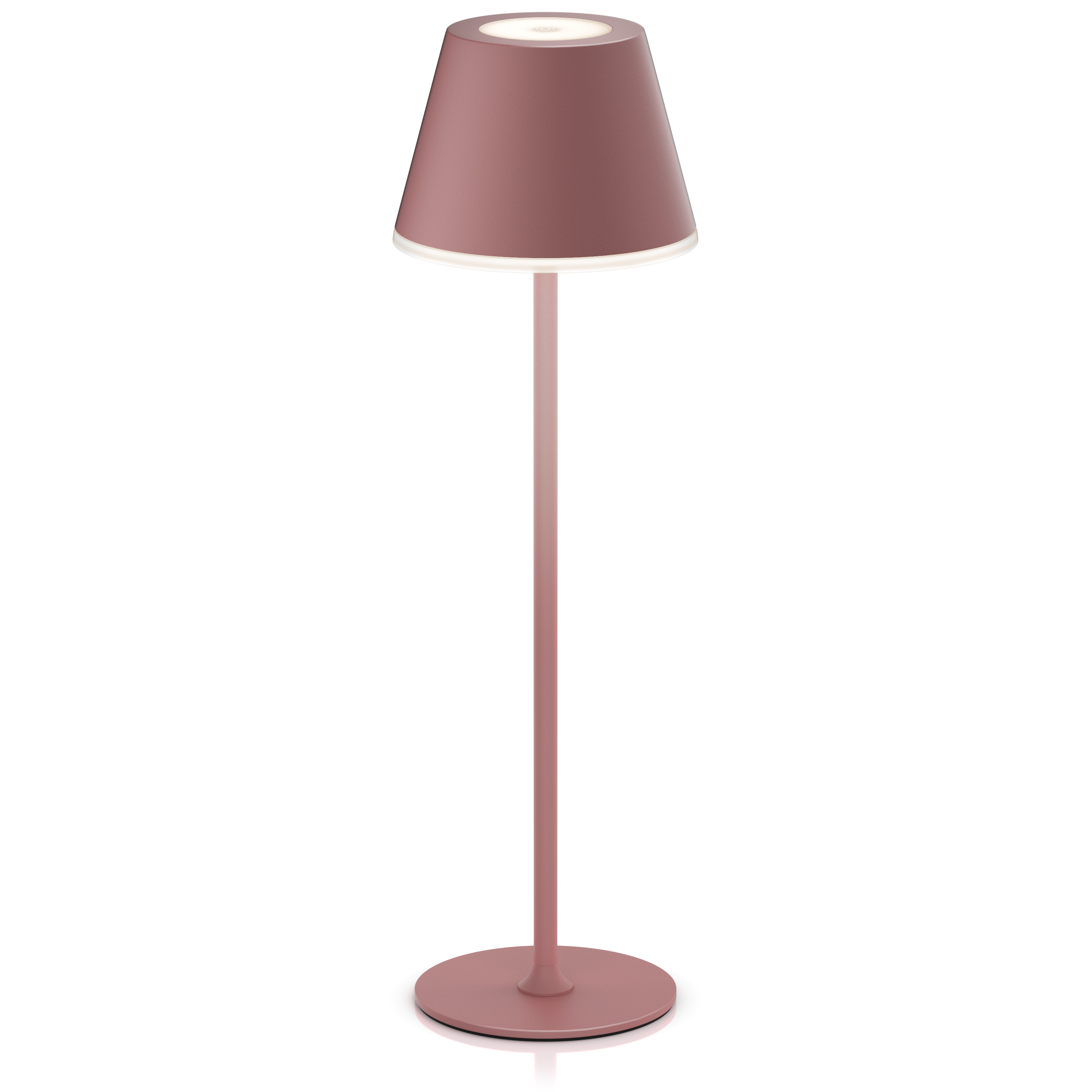 Brandson Stehlampe in Rosa mit einem schlichten, modernen Design und einem runden Sockel.