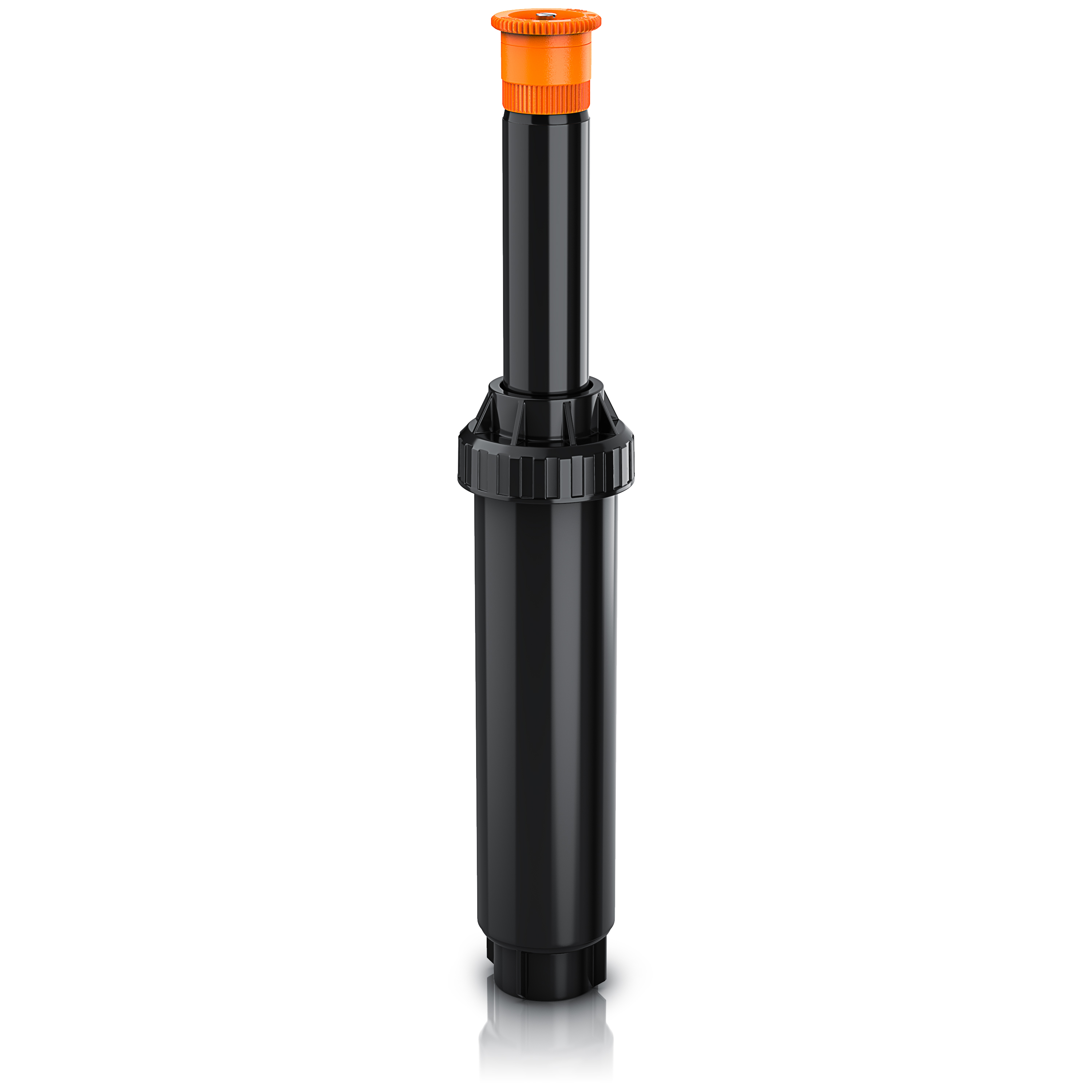 Brandson Sprinkler mit schwarzem Gehäuse und orangefarbener Einstellung, ideal für die Gartenbewässerung.