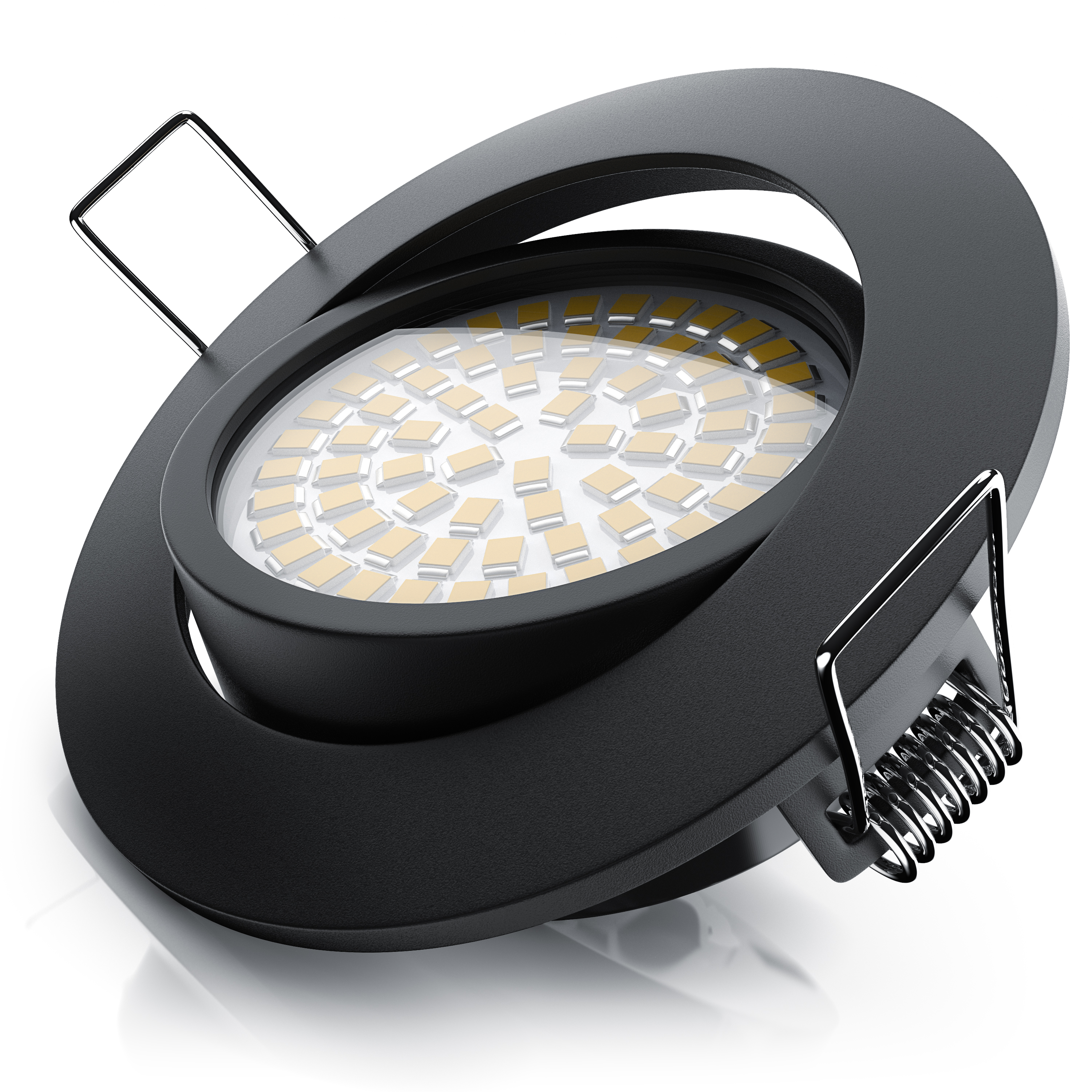 Brandson LED Einbaustrahler in Schwarz mit runder Bauform und sichtbarem Lichtfeld, ideal für moderne Innenräume.