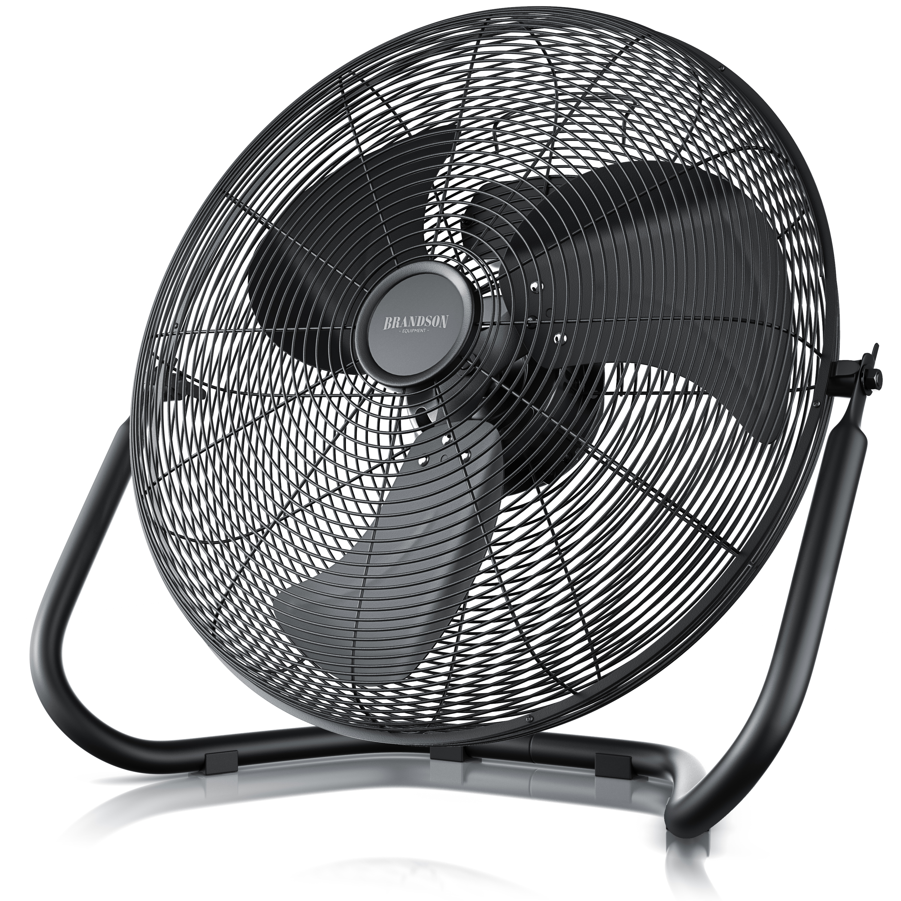 Brandson Windmaschine mit schwarzem Metallgitter, stabiler Bauform und einem robusten Standfuß für effektive Luftzirkulation.