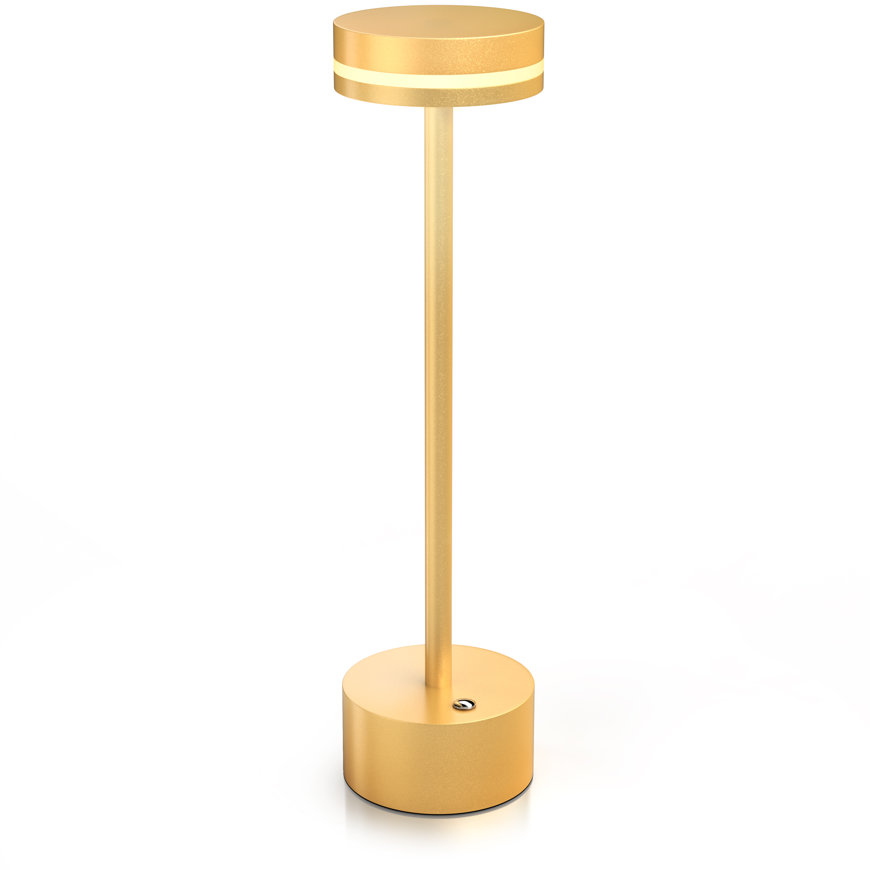 Brandson Tischlampe in Gold mit schlanker Bauform, runder Leuchte und stabiler Basis, ideal für moderne Wohnräume.