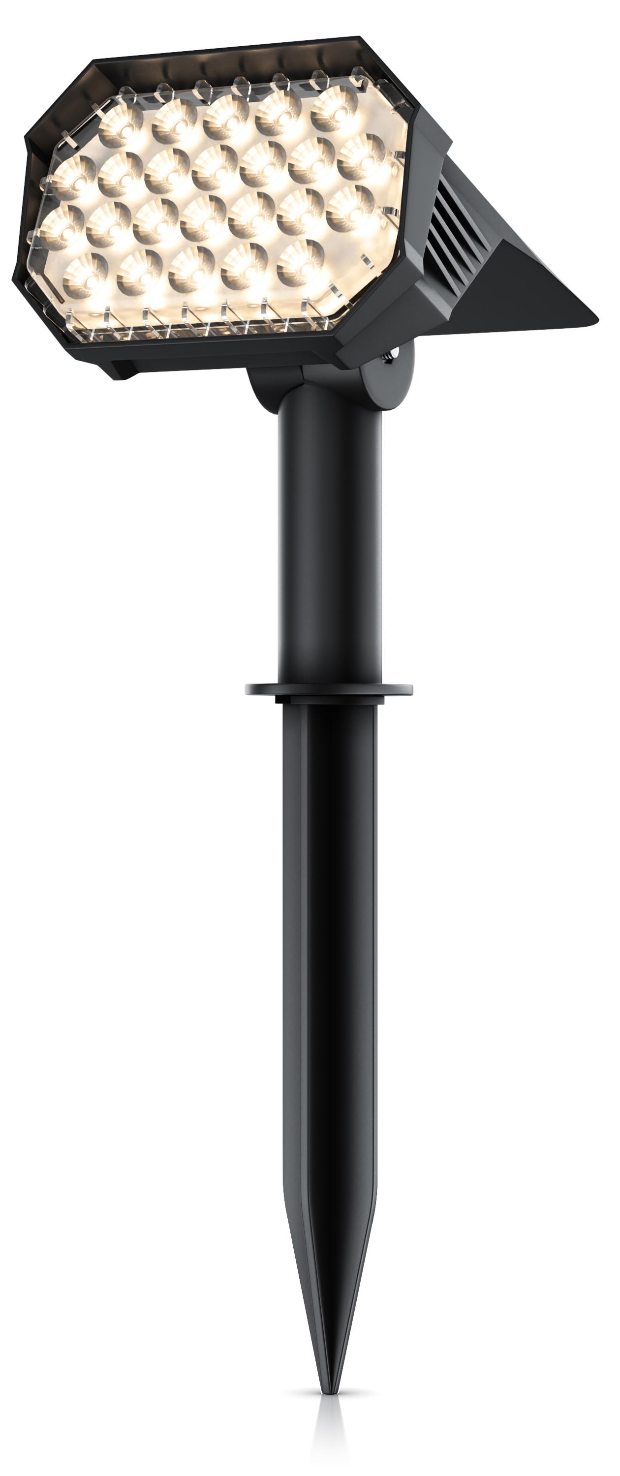 Brandson LED Gartenstrahler in Schwarz mit 24 Leuchten, spitzem Erdspieß zur einfachen Installation im Boden.