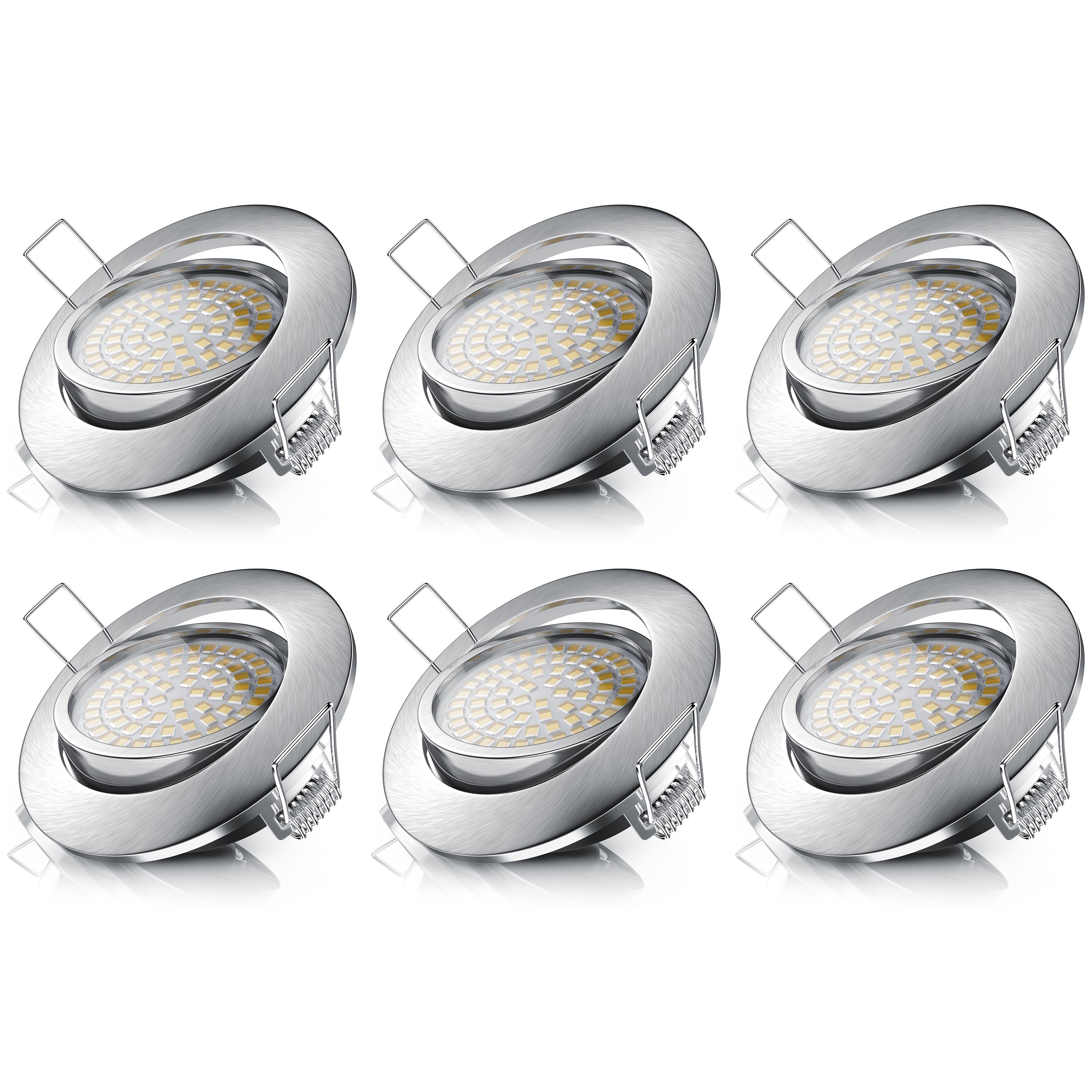 Brandson LED-Einbaustrahler in runder Form mit silbernem Gehäuse und sichtbarem Lichtmodul, ideal für Deckenmontage.