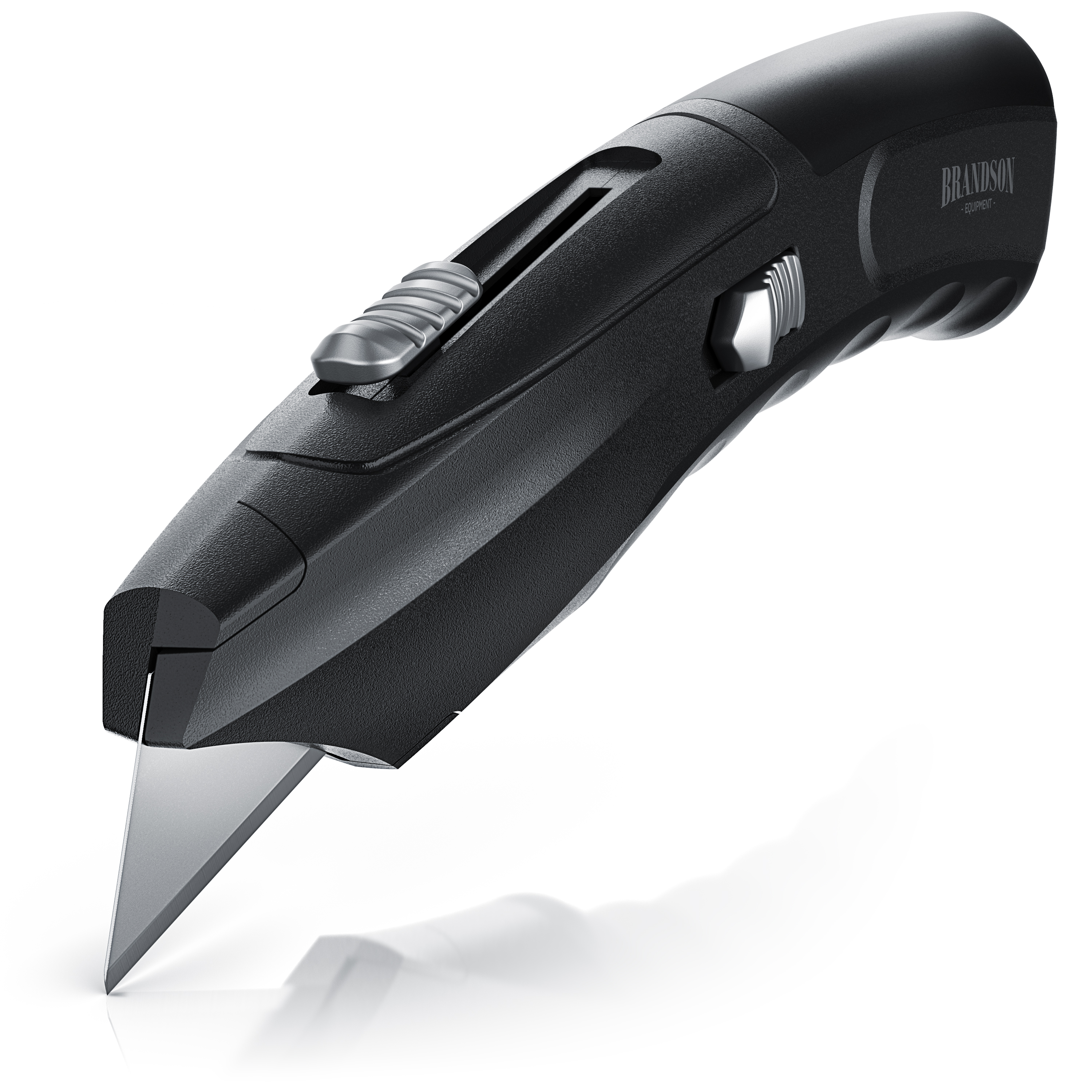 Brandson Cutter mit ergonomischem Griff, schwarzem Gehäuse und ausklappbarem Klingenmechanismus für präzises Schneiden.